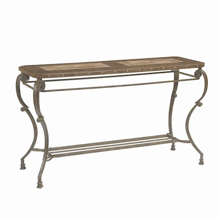 Leather/Stone Top Console Table